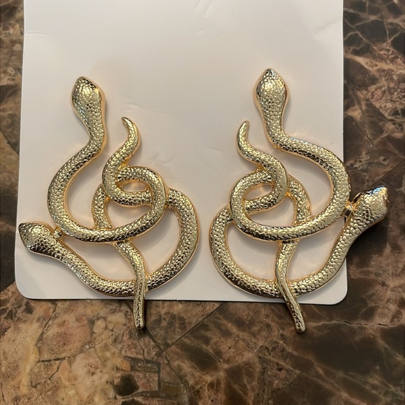 Akira Elegant Gold Swirl Snake Earrings - Picture 10 of 14